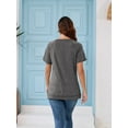 thumbnail image 3 of SHIBEVER Women T-Shirts Summer Short Sleeve Tops Casual Loose Tunic Tops Side Split Ladies Comfortable Crewneck Tops Blouse Gray XXL, 3 of 9