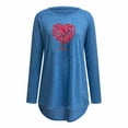 thumbnail image 4 of Pompotops Mode Femmes Col Rond Manches Longues Imprimé Casual T-Shirt Chemisier Tops Dégagement, 4 of 4