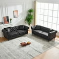 thumbnail image 2 of Newest 3+3 Seater Sofa Set ‌tech Fabric Sofa,High-tech Fabric Roll Armrest Sofa,Upholstered Mid Century Modern Couch,3 Seat+3 Seat Combo Couch for Living Room, Office, Apartment, Black, 2 of 9