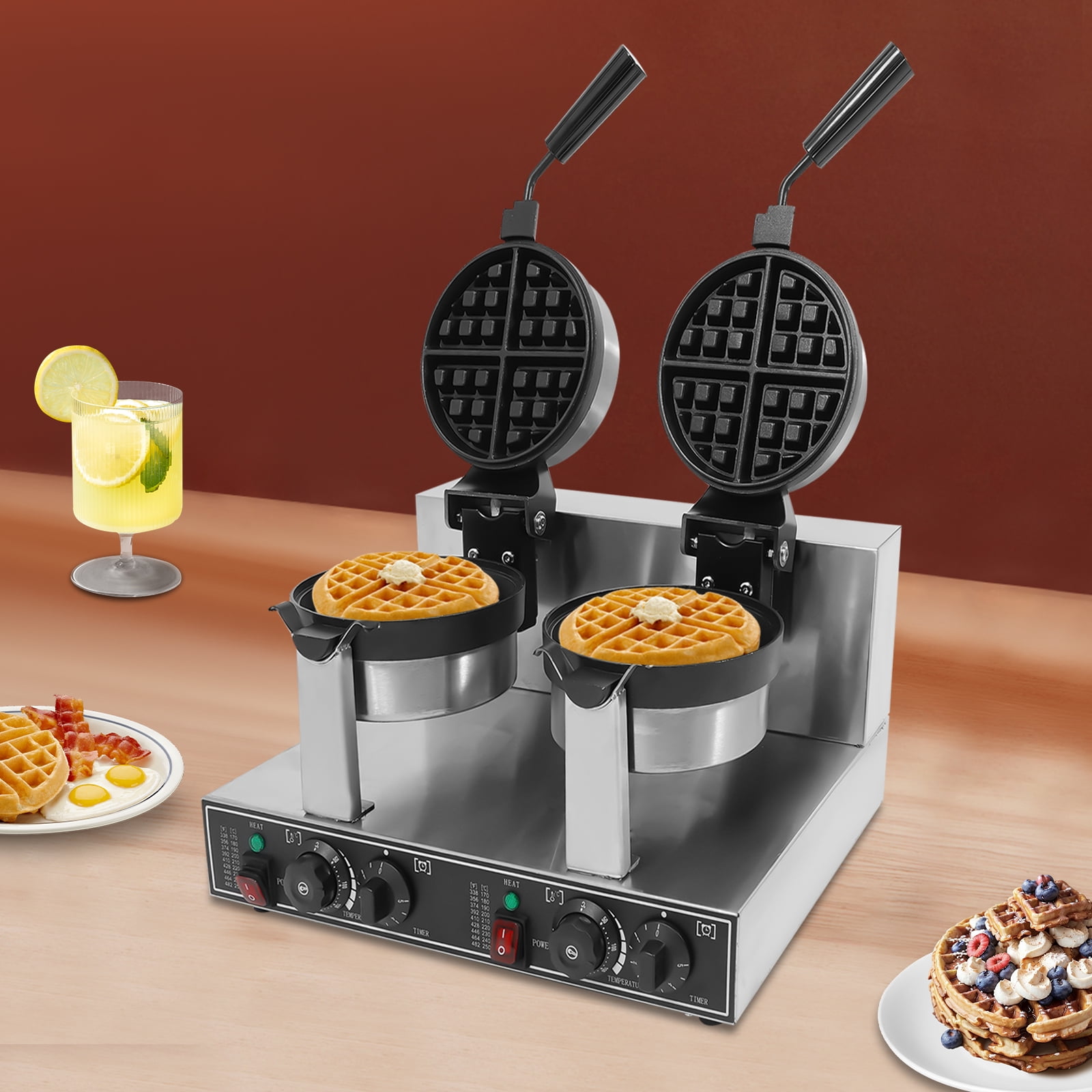 1 PCS 50*39*30cm/19.7*15.4*11.8in Waffle Maker, Waffle Making Machine, Double Head Waffle Maker Machine