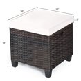 thumbnail image 2 of 2 Pieces Outdoor Ottoman, Wicker Ottoman Seat, Rattan Furniture, Footstool Footrest Seat with Cushions for Balcony, Garden, Brown + Cream, 2 of 5