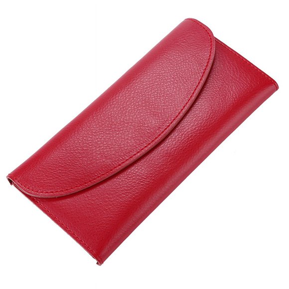 Kingswick Genuine Leather Women's Wallet Multifunctional Money Clip Clutch Card Case Red Suitable for men's and women's wallets