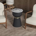 thumbnail image 4 of Moderne Marbre et Métal Table d'Appoint - Noir et Blanc et Or Brossé, 4 of 7