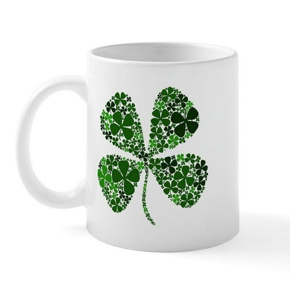 CafePress - Extra Lucky Four Leaf Clover Mug - 11 oz Ceramic Mug - Novelty Coffee Tea Cup
