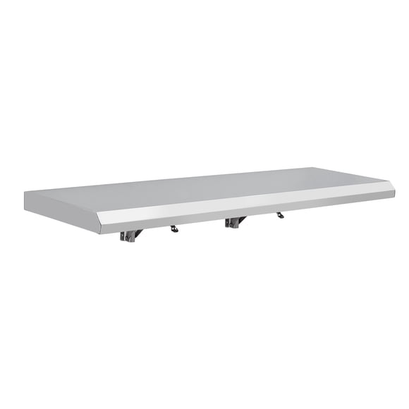 Space-Saving Heavy Duty Stainless Steel Folding Concession Shelf - Wall Mounted Drop Down Rack - Trapezoidal Edge, 2 Folding Brackets - 48x12x1.6in, 1.0mm 304 Steel Tabletop, 1.5mm Folding Legs