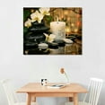 thumbnail image 2 of Patifu  Zen Painting on Canvas-Modern Zen Canvas Prints-Zen Stones Canvas Wall Art Flower Pictures for Bathroom SPA Yoga Decor-Stone and Candle White  20x16in, 2 of 6