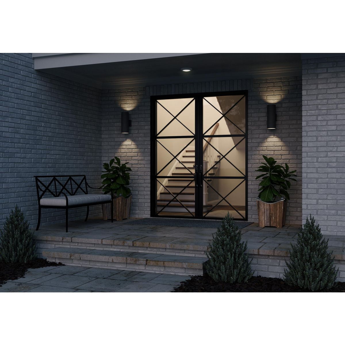 Progress Lighting Cylinder Collection Black Incandescent 2 Light up/down Modern Outdoor Wall Light