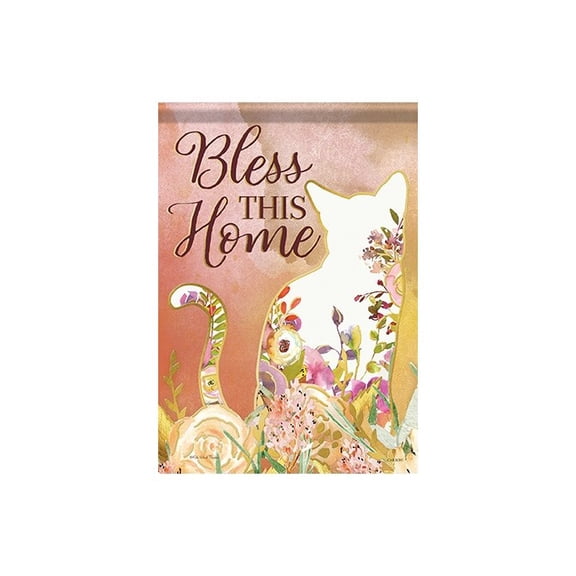 Flag-Garden-Foil Durasoft-Floral Cat (12.5 X 18 )