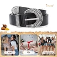 thumbnail image 6 of JASGOOD Western Leather Belt for Women Vintage Design Buckle Waist Belt for Jeans Dress, 6 of 8