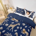 thumbnail image 2 of Castle Fairy Watercolor Elephant Giraffe Lion Duvet Cover King,Tropical Palm Leaves Wildlife King Bedding,Navy Cream,Navy Blue Reversible,3 Pieces,No Comforter,1 Duvet Cover and 2 Pillowcases, 2 of 6
