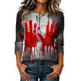 thumbnail image 2 of HOMBOM Womens Fall T Shirts Daily Crewneck Halloween Cute Breathable 3/4 Sleeve Graphic Print Pullover for Women Classy Tops,M, 2 of 6