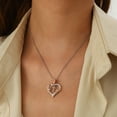 thumbnail image 6 of Ydou Rose Heart Initial Necklace for Women, 14K White Gold Plated Love Heart Letters with Rose Flower Pendant Necklace for Women, 6 of 9