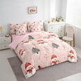 thumbnail image 3 of Manfei Cute Snowman Bedding Comforter Set 7pcs for Kids Girls, Pink Christmas Full Bedding Set, Xmas Themed Fitted Sheet Flat Sheet, Lightweight Room Decor, 3 of 7