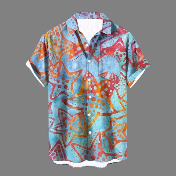 Njoeus Gym Tops Big & Tall Tops Hawaiian Shirt for Men, Unisex Summer Beach Casual Short Sleeve Button Up Shirts, Floral Printed Clothing for Men & Boys Graphic Tees