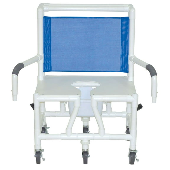 MJM International S126-5BAR-DDA-SQ-PAIL Bariatric Shower Chair with Dual Drop Arms and Slide Out Commode Pail
