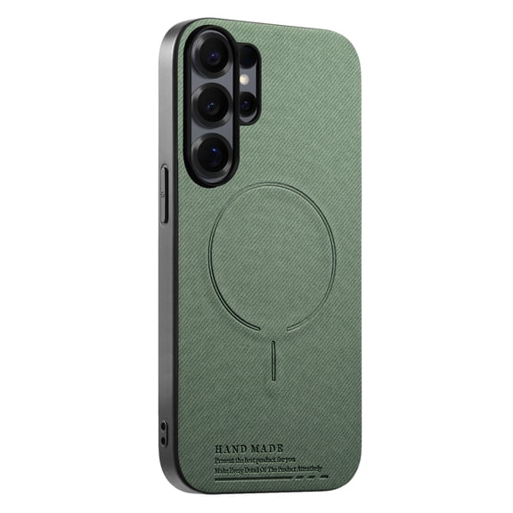 Magnetic Case For Samsung Galaxy S26 Ultra, Compatible with MagSafe Wireless Charging, Carbon Fiber Texture Slim Shockproof Protective Phone Cover, Anti-Fingerprint & Non-Slip Skin, Green