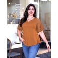 thumbnail image 4 of Sewify Women's Plus Size Tops Short Sleeve Lace Jacquard Spliced Loose Fit Tunic Shirts Cross Rope V Neck Blouses, 2X, 4 of 6