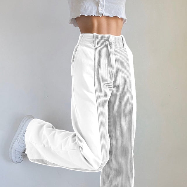 Pantalones de piernas anchas ANGGREK para mujer casuales cintura alta Fibra de poliéster tipo largo