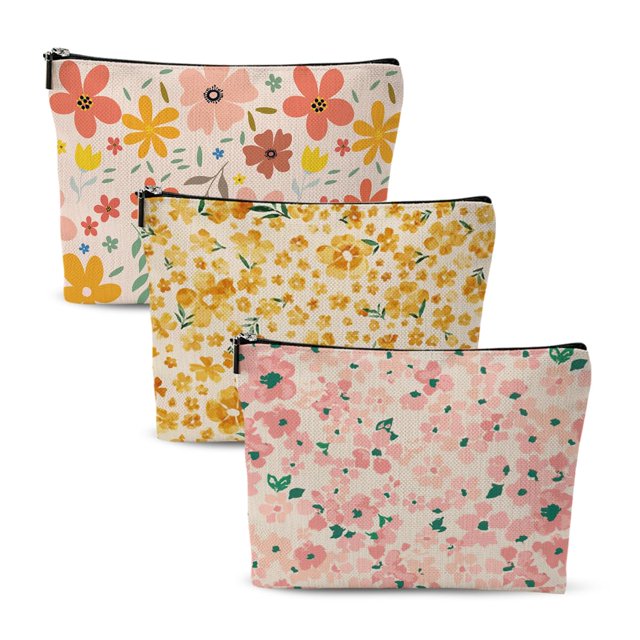 Bolsa de cosméticos Chenyoumaoyi, 3 unidades, floral, 25 x 18 cm