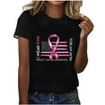 thumbnail image 4 of Axdhxbd Pink Ribbon Graphic Tees for Women Plus Size Breast Cancer Awareness Short Sleeve Shirts Soft Comfy Crew Neck Tshirts Holiday Tops Black L, 4 of 5