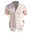thumbnail image 7 of VgaVtl Short Sleeve Mens Collar Shirt Button up Summer Beach Striped Holiday Turtleneck Leisure Clothes for Men Shirts, 7 of 7
