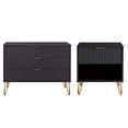 thumbnail image 1 of Pemberly Row Commode Standard 2 Pcs à 3 Tiroirs et Table de Nuit 1.0 en Noir, 1 of 13