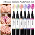 thumbnail image 4 of 6 Colors Nail Polish Pen Set, Pearl Shimmer Nail Polish Pens, Water Based Nail Art Polish, Quick Dry Nail Paint Markers with Brush Tip for DIY Home Manicure, No UV Lamp Needed, 4 of 9