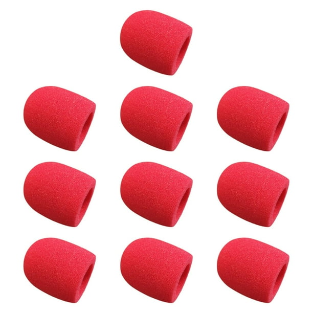10 fundas de espuma para micrófono de mano, protección gruesa, parabrisas para Rojo