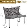 thumbnail image 3 of Aoowow Velvet 2 Seat Dining Bench Grey Silver Legs, 3 of 7