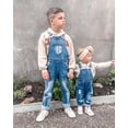 thumbnail image 3 of Kidscool Space Baby & Little Girls Big Pleated Bib Pocket Sidekick Ripped Fashion Denim Overalls,Blue,3-4 Years, 3 of 8