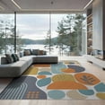 thumbnail image 2 of ODIKA 6'x9' Teal Orange Abstract Geometric Harmony Washable Area Rug Mid Century Modern Inspired Visual Aesthetics Easy Care, Non-Shedding, for Queen Size Bedroom Under Bed Master Suite, 2 of 7
