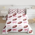 thumbnail image 2 of jejeloiu Pink Bowknot Twin Comforter Sets,Brown Rugby Football Bedding Set For Girls Teens Reversible 2-Piece, 2 of 8