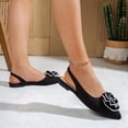 thumbnail image 4 of Womens Dressy Black Slingback Flats Pointed Toe Comfortable Ballet Shoes with 3D Flower Embellishment Non-Slip Rubber Sole,Size 40, 4 of 7