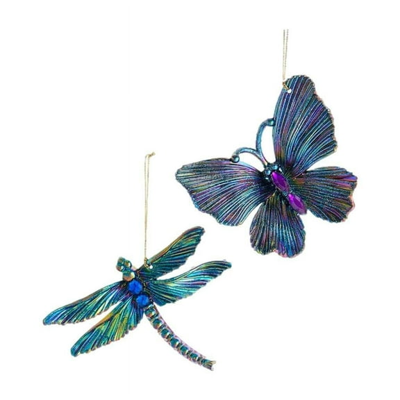 Iridescent Peacock BUTTERFLY & DRAGONFLY Christmas Ornaments by Kurt Adler