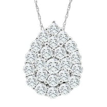 Pompeii 2Ct TW Real Diamond Tear Drop Pendant 10k White Gold 18" Women's Necklace (GH,I1)