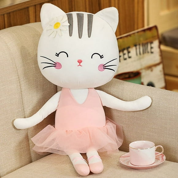 Plush Ballerina Dolls Kitty Cat Stuffed Animals Toys Ballet Dance Recital Gifts for Girls White 13.5 Inches Christmas Gift