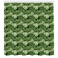 thumbnail image 3 of Jungle Leaves Shower Curtain, Group of Various Leaves in the Woods, Fabric Bathroom Set with Hooks, 69W X 75L Inches Long, Pastel Green Olive Green Reseda Green Charcoal Grey, by Ambesonne, 3 of 3
