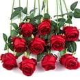 thumbnail image 2 of Flojery 10pcs flores de rosas artificiales rosas de seda falsas para bouquet de boda de bricolaje decoración del hogar, rojo Flojery Ver descripción, 2 of 2