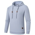 thumbnail image 2 of Tyhengta Mens Hooded Sweatshirt Casual Long Sleeve Drawstring Jacquard PlaidCloth Pullover Hoodies Gray L, 2 of 8