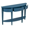 thumbnail image 6 of 51" Modern Curved Console Table, Solid Wood Half Moon Sofa Table with 3 Drawers and Open Bottom Shelf, Vintage Narrow Entryway Table for Hallway Living Room Bedroom, Navy Blue, 6 of 9