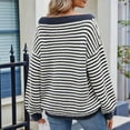 thumbnail image 2 of Womens Off the Shoulder Sweater 2025 Fall Winter Long Sleeve Striped Sweater Oversized Knitted Pullover Tops Dark Gray Blue S, 2 of 6