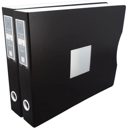12 x 12 Scrapbook Album, 3-Ring, 1.5 inch D-Rings, , Black/Snow White, 2 Albums