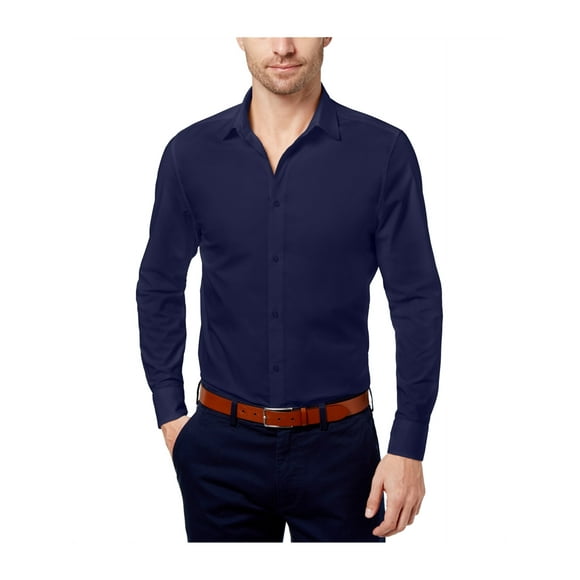 Daniel Hechter Mens Solid Button Up Shirt blackiris XL