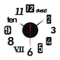 WIZUTIZ Clock Wall 20inches Arabis English Letters Art Decor Frameless Wall Mount Clock Not Easy to Drop Analog Mute Round Clocks for Living Room Office Classroom Black