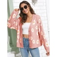 thumbnail image 2 of Long Sleeve Women's Open Front Button Down V Neck Knitted Floral Print Sweaters Cardigan, 2 of 5