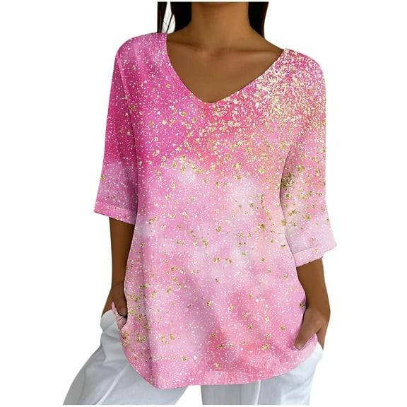 Womens Spring Tops Women's Shirts 3/4 Sleeve Shirts for Women Trendy Womens Blouses My Items Ordered