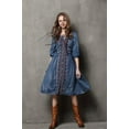 thumbnail image 3 of Vicky and Lucas Half Sleeve Button Front Modern Style Denim Dress (Medium), 3 of 3