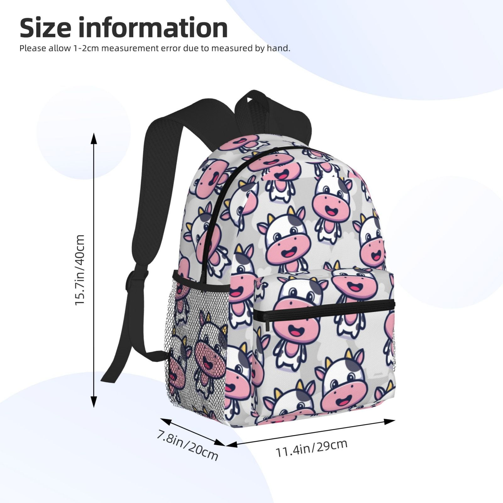 Ratiio Baby Cow Print Casual Backpack for Men and Women, Water Resistant Oxford Fabric School Bag Lightweight Travel Daypack