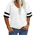 thumbnail image 4 of Plus Size Women Striped Short Sleeved V-neck Casual Simple T-shirt Tops, 4 of 4