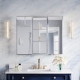 thumbnail image 3 of ANGELES HOME 36 x 30 in. Aluminum Bathroom Medicine Cabinet with Copper-Free Beveled Mirror Door and Open Shelf Storage, 3 of 15